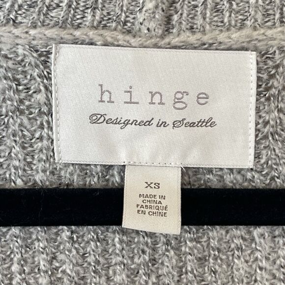 Hinge Open Front Mid Length Bell Sleeve Gray Cardigan Sz XS Front Hidden Pockets - Picture 2 of 10